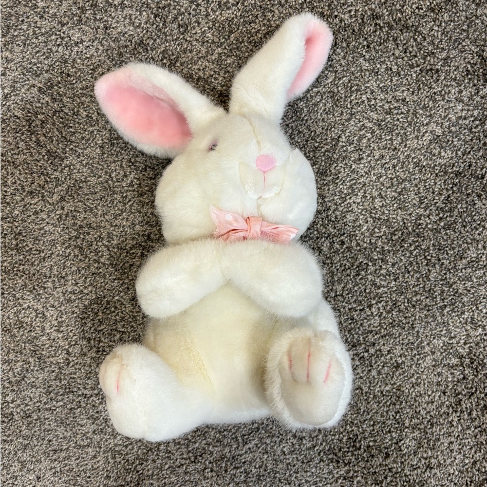 White Plush Bunny with Pink Accents